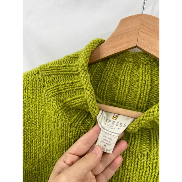 Vintage Express green snowflake mock neck oversized wool sweater - Picture 4 of 5